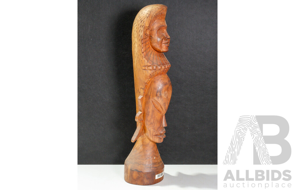 Hand Carved Asian Tribal Style Hard Wood Figure