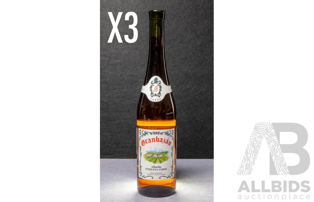 Three Bottles of Granbazan Albarino Etiqueta Verde Vintage 2017
