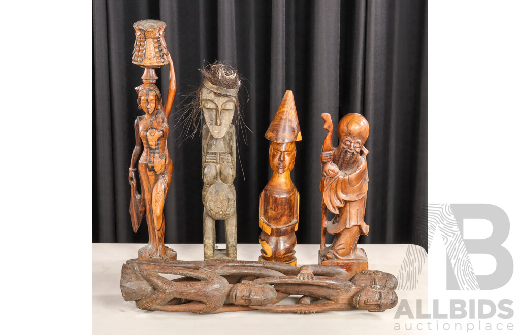 Collection of Five Souvenir Tribal Pieces
