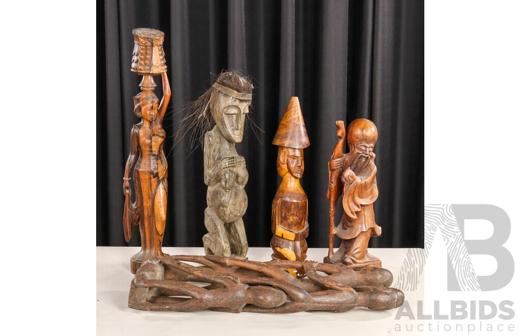 Collection of Five Souvenir Tribal Pieces