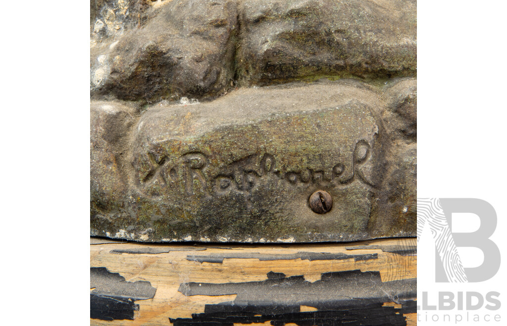 Large Antique Style Spelter Figure of a Man Holding a Child