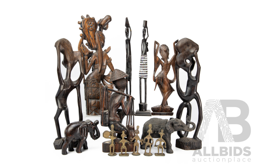 Assorted Indigenous-Style Carved Wooden Souvenirs
