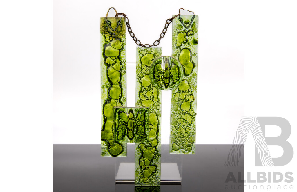 Green Art Glass Wall Hanging