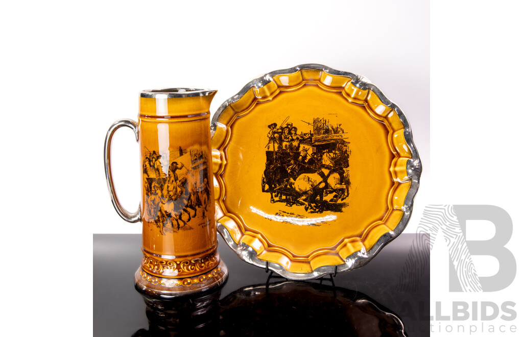 Vintage Ridgways 'Coaching Days and Coaching Ways' Serving Platter and Jug