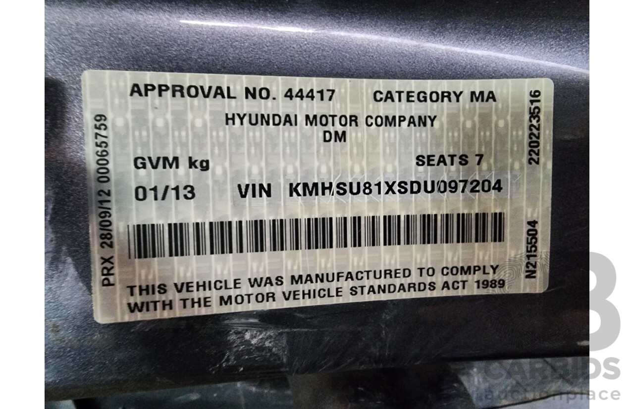 1/2013 Hyundai Santa Fe Elite CRDi (4x4) DM 4d Wagon Silver/Grey 2.2L