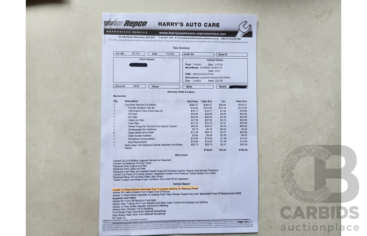 1/2013 Hyundai Santa Fe Elite CRDi (4x4) DM 4d Wagon Silver/Grey 2.2L