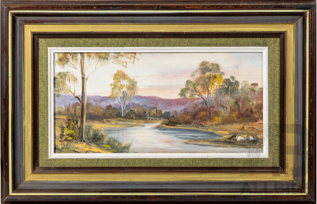 Rita M. Webster, (20th Century, Australian, Working c1970s), The Billabong (1978), Original Vintage Oil on Canvas, 29 x 45 cm (frame)
