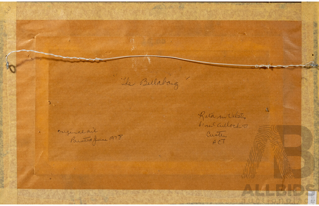 Rita M. Webster, (20th Century, Australian, Working c1970s), The Billabong (1978), Original Vintage Oil on Canvas, 29 x 45 cm (frame)