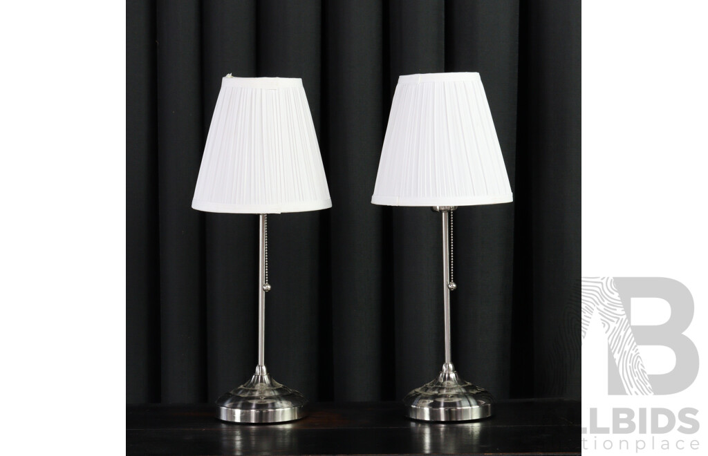 Pair of Modern Chrome Bedside Lamps