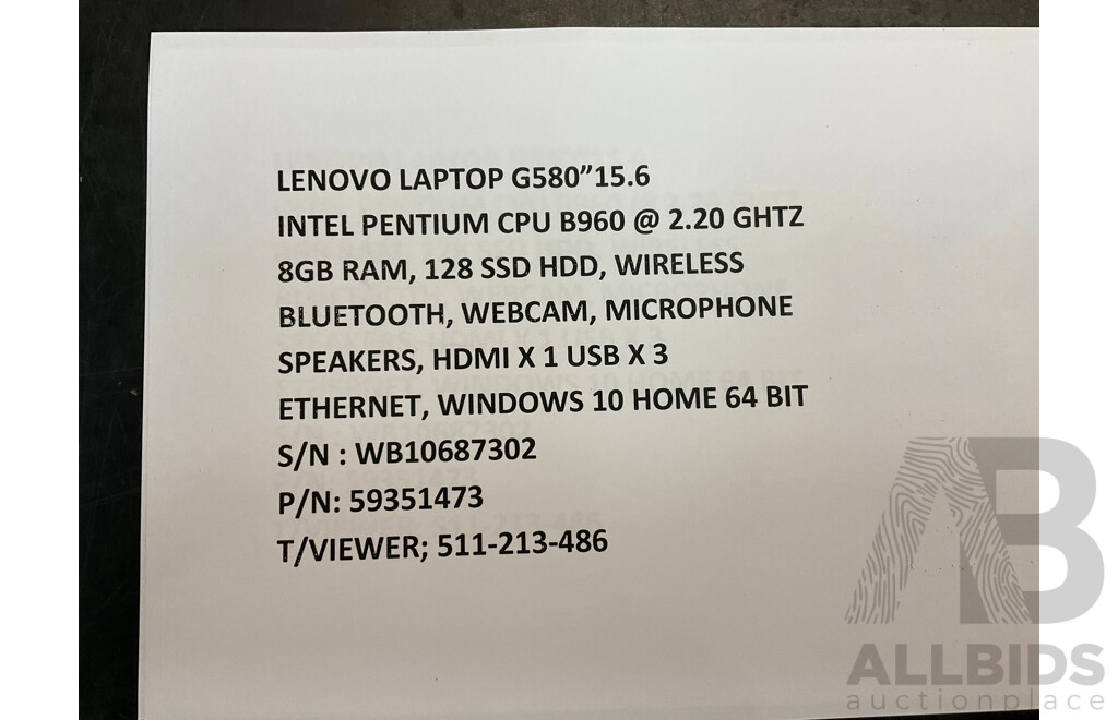 LENOVO G580 15.6 Inch Laptop