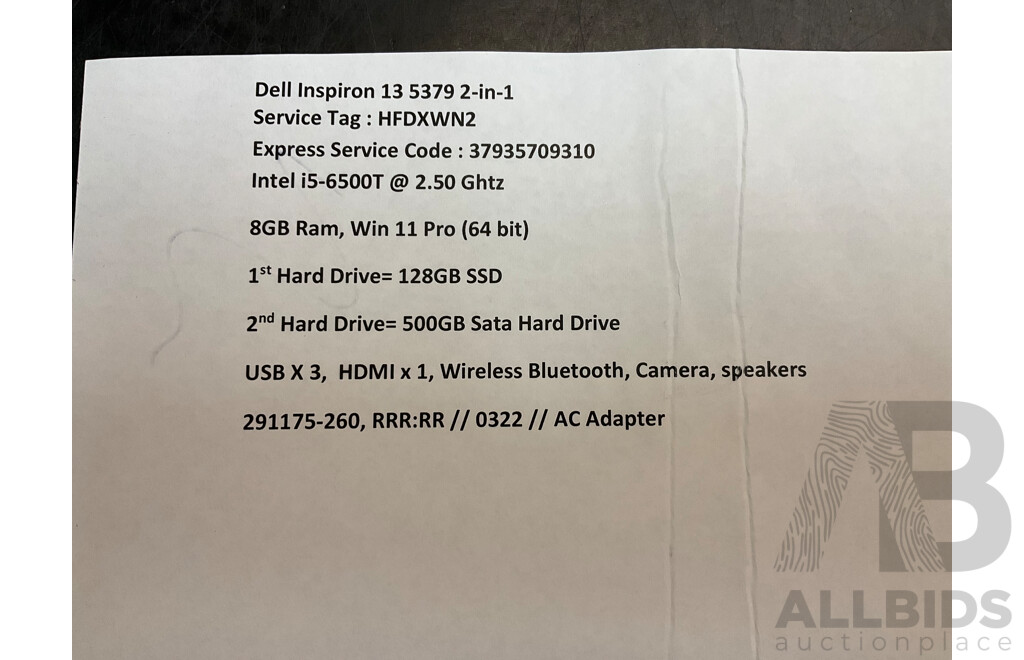 DELL Inspiron 13 5379 2 in 1 Laptop
