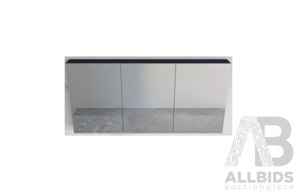 Marquis 900mm Frameless Mirror Three Door Shaving Cabinet - Vert Teak Veneer - New