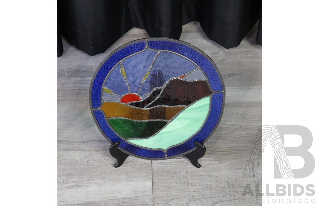 Vintage Hexagon Glass Terrarium with Stain Glass Round Window