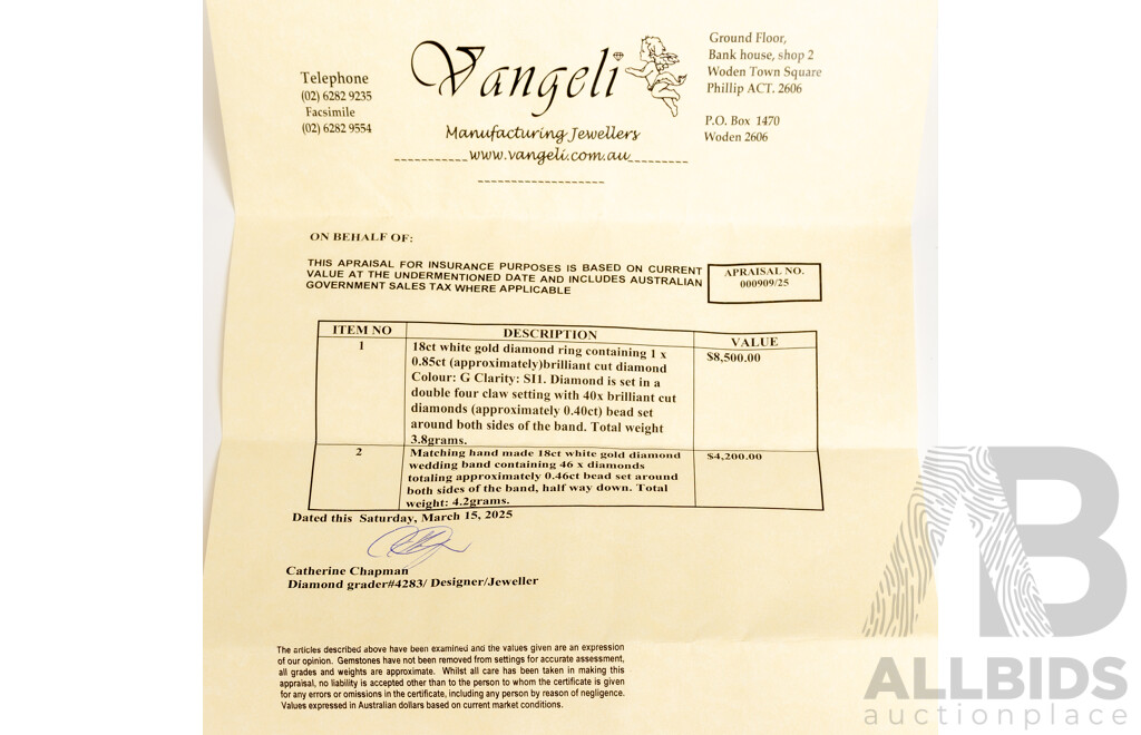 18ct White Gold Diamond Engagement & Wedding Ring Set, TDW 1.71ct, Size N1/2 & O, 8.13 Grams