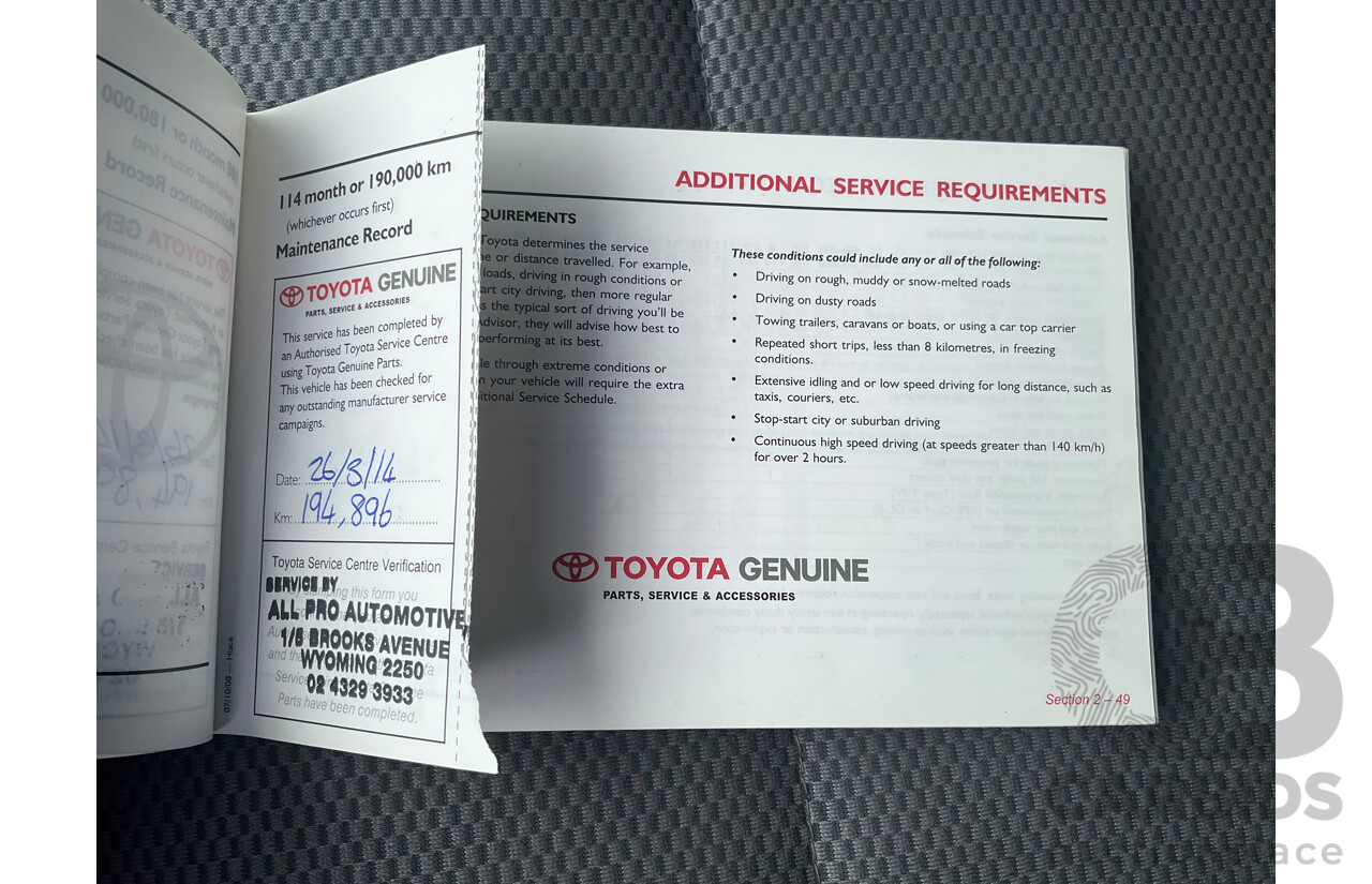 2/2009 Toyota Hiace Commuter Super LWB TRH223R MY07 Upgrade Bus French Vanilla White 2.7L - Custom Wheelchair Lift 11Seater