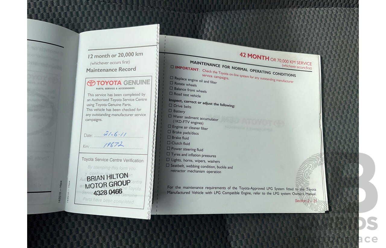 8/2010 Toyota Hiace Commuter Super LWB TRH223R MY07 Upgrade Bus French Vanilla White 2.7L - Custom Wheelchair Lift 10 Seater