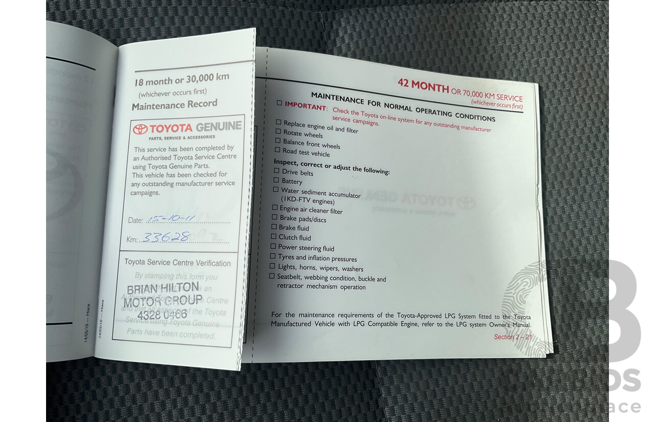 8/2010 Toyota Hiace Commuter Super LWB TRH223R MY07 Upgrade Bus French Vanilla White 2.7L - Custom Wheelchair Lift 10 Seater