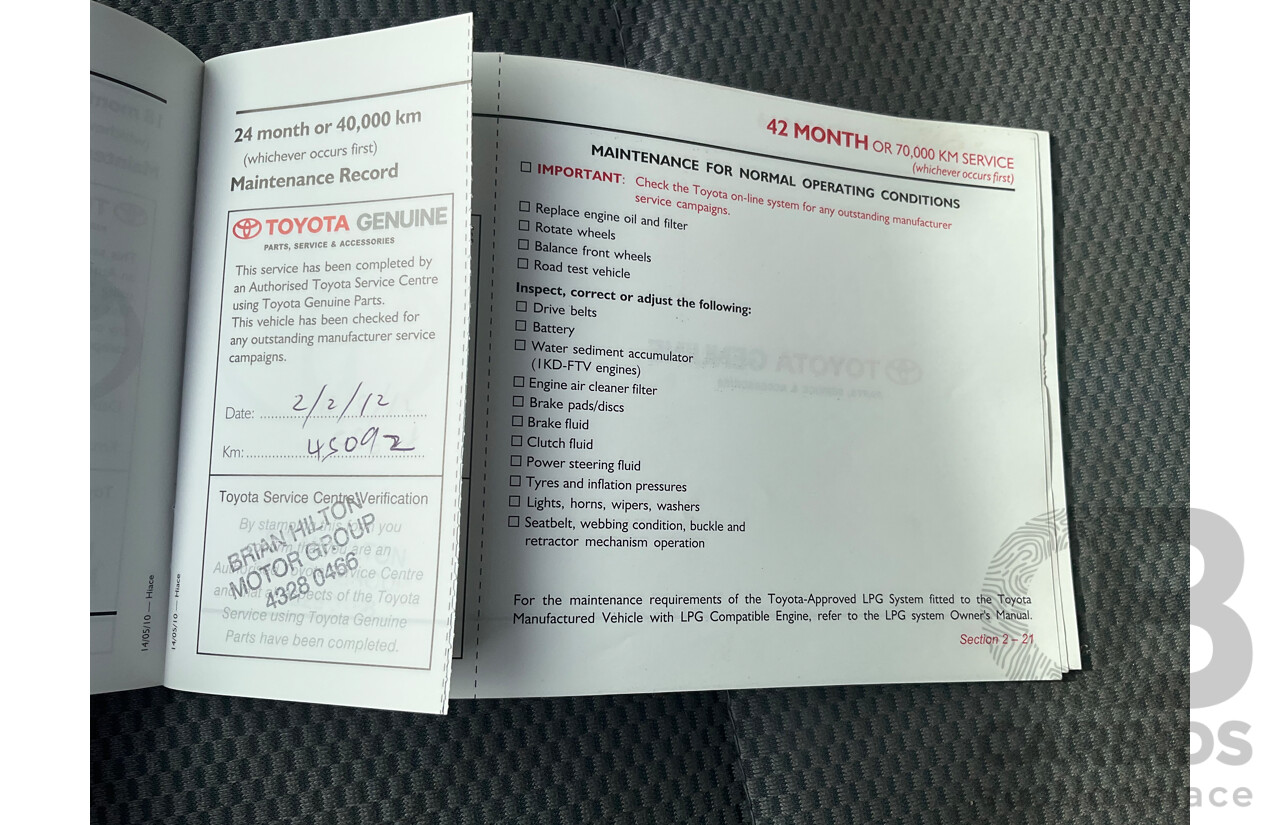 8/2010 Toyota Hiace Commuter Super LWB TRH223R MY07 Upgrade Bus French Vanilla White 2.7L - Custom Wheelchair Lift 10 Seater