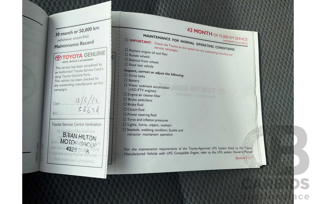8/2010 Toyota Hiace Commuter Super LWB TRH223R MY07 Upgrade Bus French Vanilla White 2.7L - Custom Wheelchair Lift 10 Seater