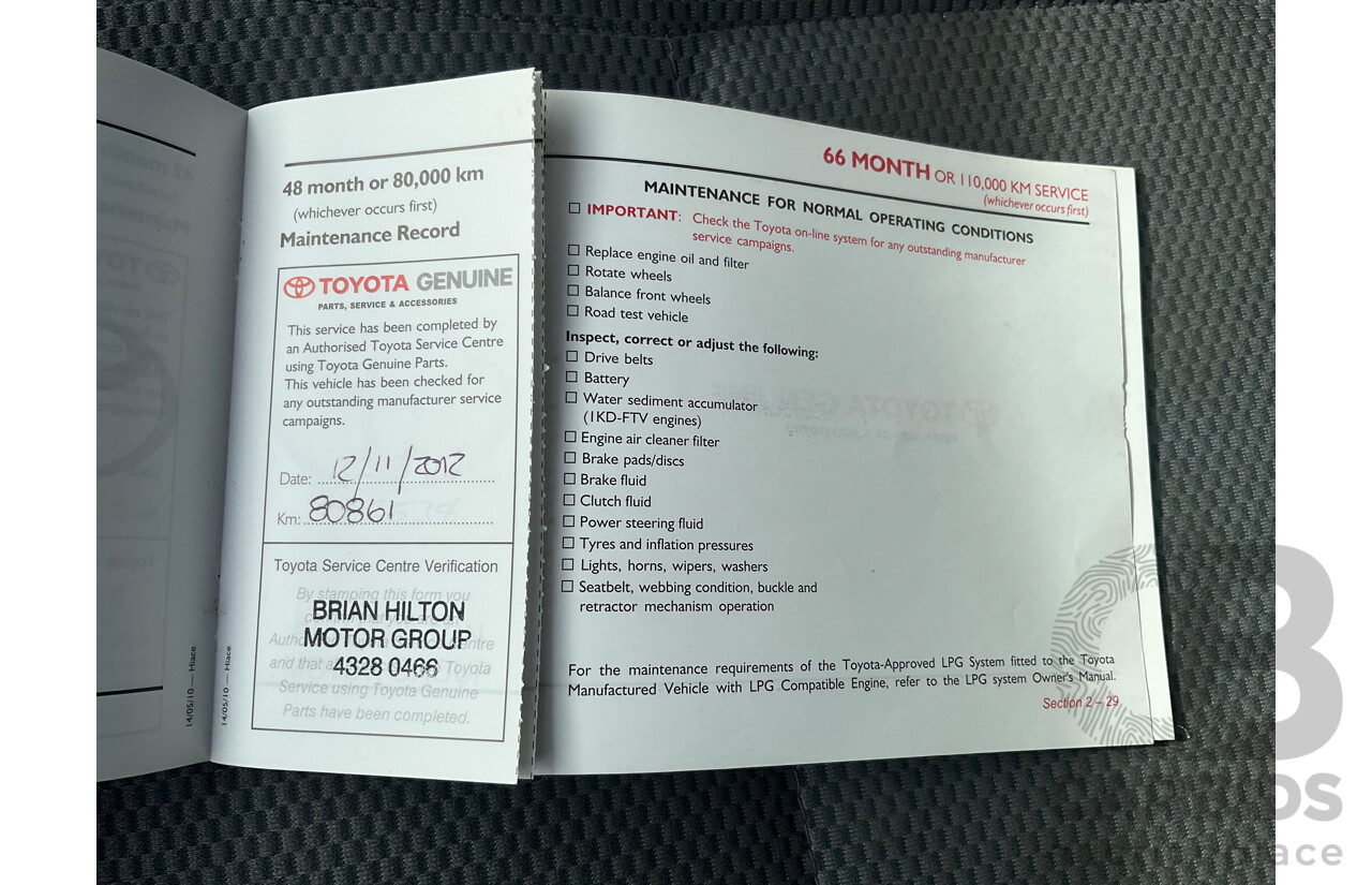 8/2010 Toyota Hiace Commuter Super LWB TRH223R MY07 Upgrade Bus French Vanilla White 2.7L - Custom Wheelchair Lift 10 Seater