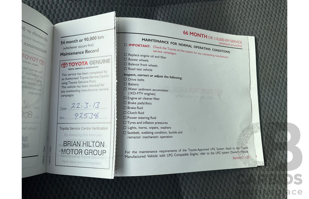 8/2010 Toyota Hiace Commuter Super LWB TRH223R MY07 Upgrade Bus French Vanilla White 2.7L - Custom Wheelchair Lift 10 Seater