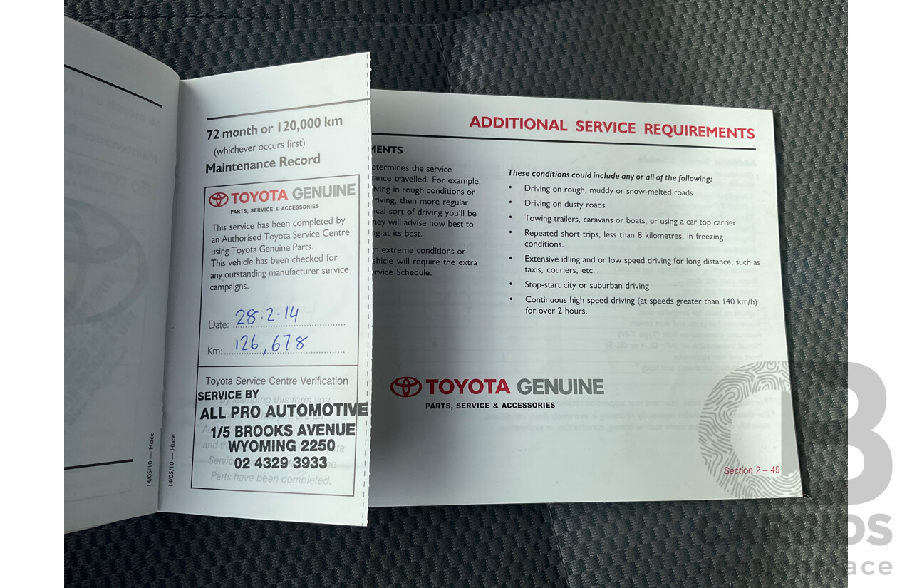 8/2010 Toyota Hiace Commuter Super LWB TRH223R MY07 Upgrade Bus French Vanilla White 2.7L - Custom Wheelchair Lift 10 Seater