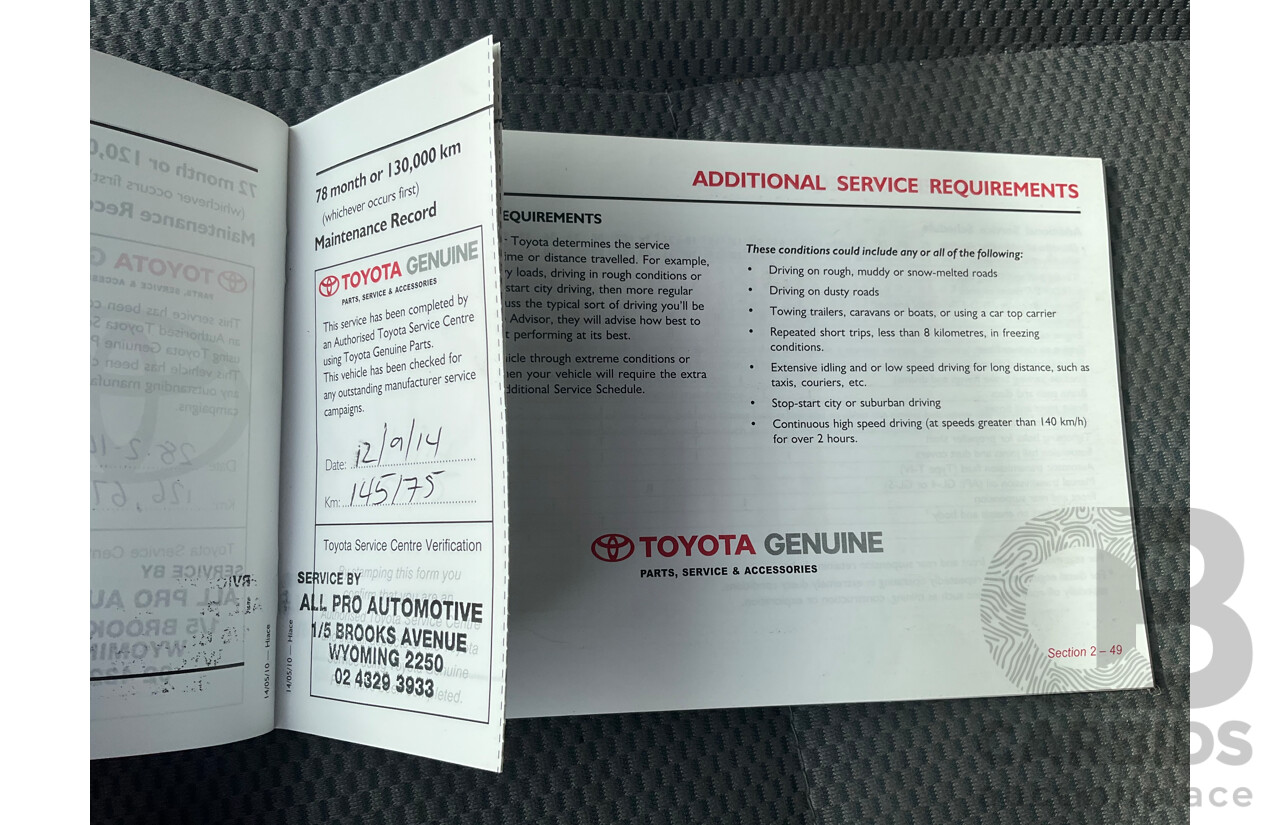 8/2010 Toyota Hiace Commuter Super LWB TRH223R MY07 Upgrade Bus French Vanilla White 2.7L - Custom Wheelchair Lift 10 Seater