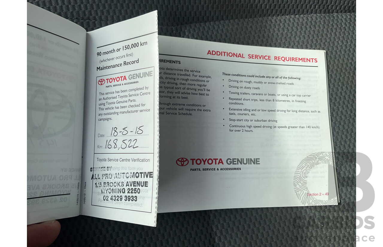 8/2010 Toyota Hiace Commuter Super LWB TRH223R MY07 Upgrade Bus French Vanilla White 2.7L - Custom Wheelchair Lift 10 Seater