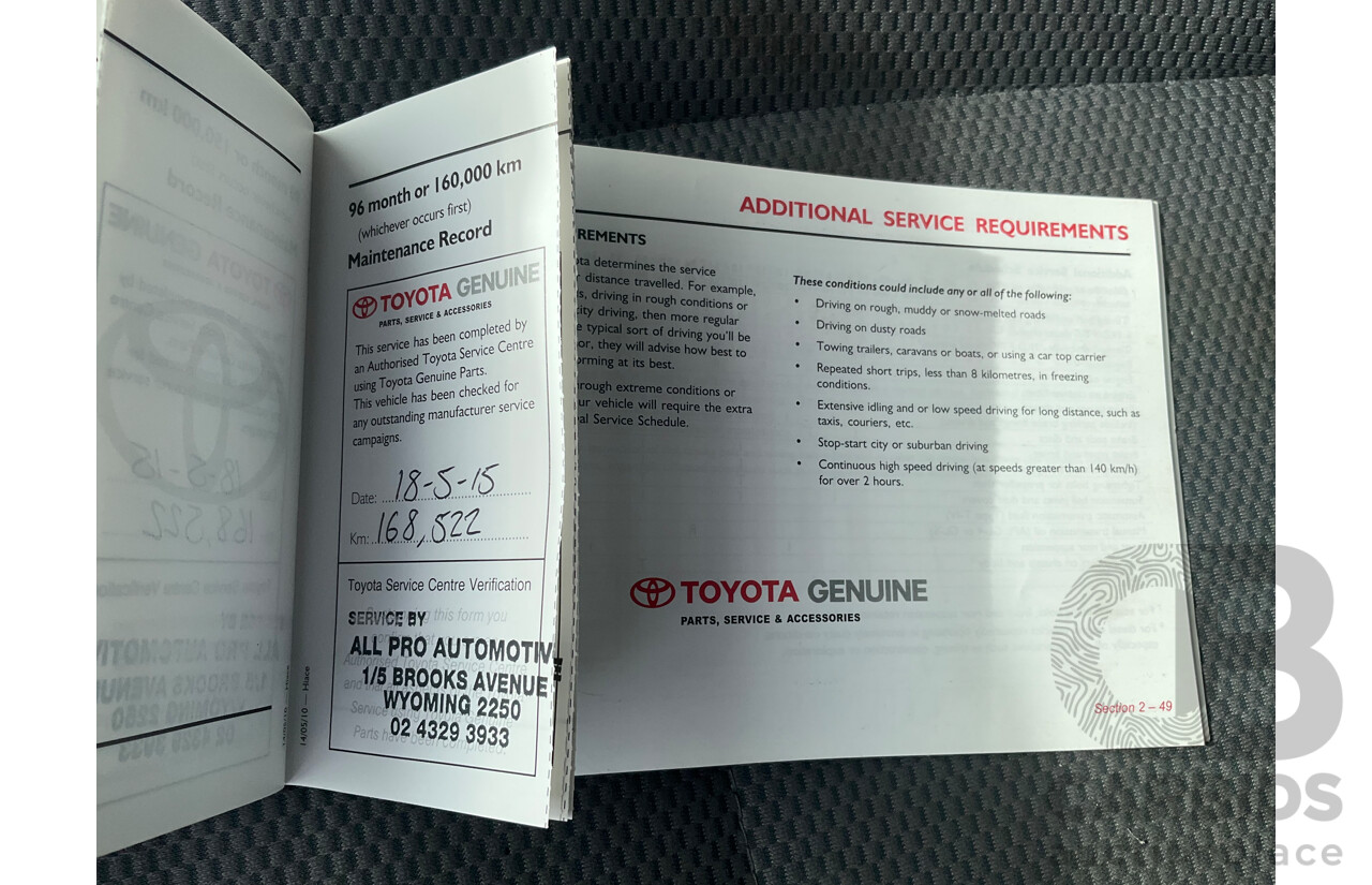 8/2010 Toyota Hiace Commuter Super LWB TRH223R MY07 Upgrade Bus French Vanilla White 2.7L - Custom Wheelchair Lift 10 Seater