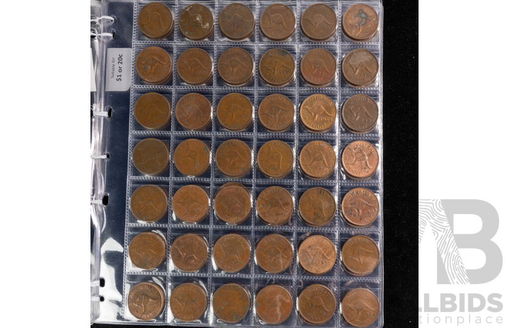 Collection of Pennies and Half Pennies, Examples Spanning 1935 to 1964