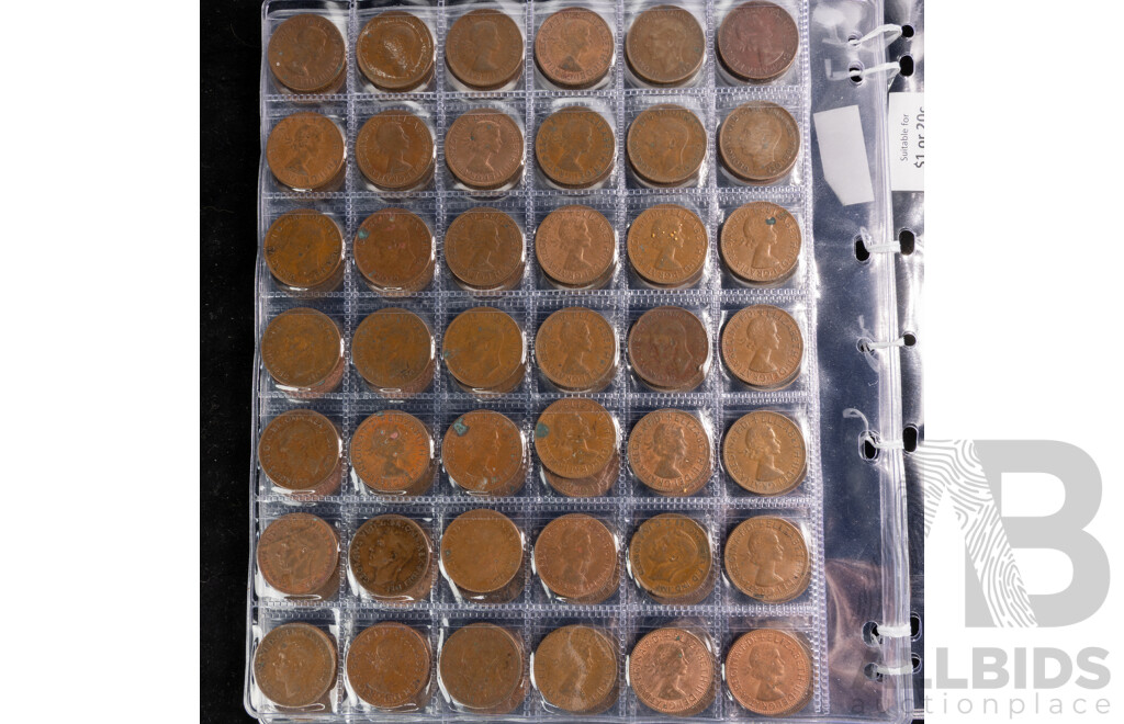 Collection of Pennies and Half Pennies, Examples Spanning 1935 to 1964