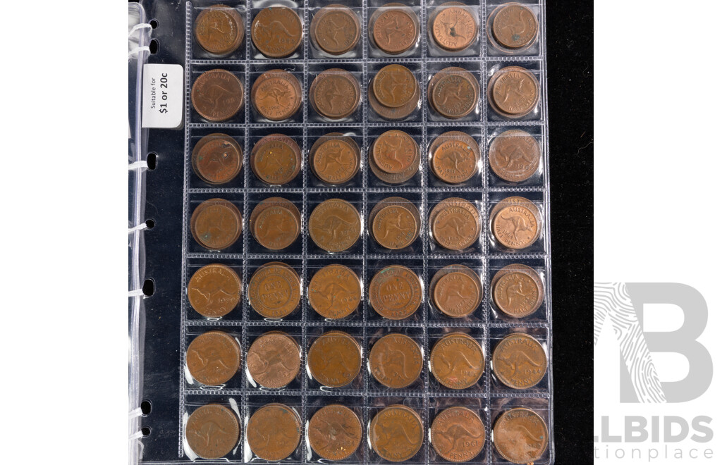 Collection of Pennies and Half Pennies, Examples Spanning 1935 to 1964