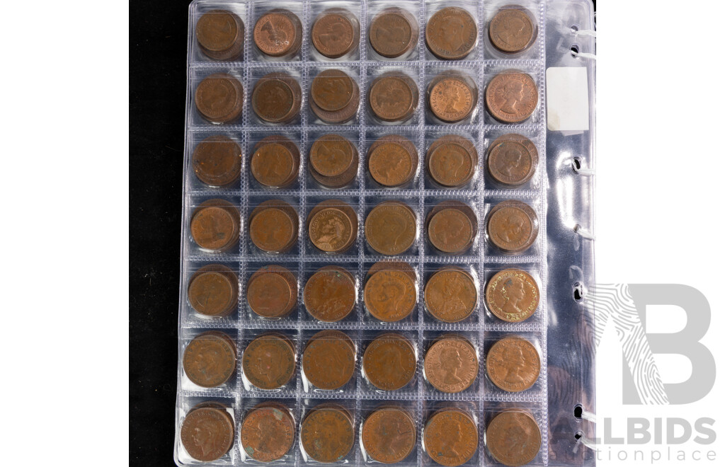 Collection of Pennies and Half Pennies, Examples Spanning 1935 to 1964