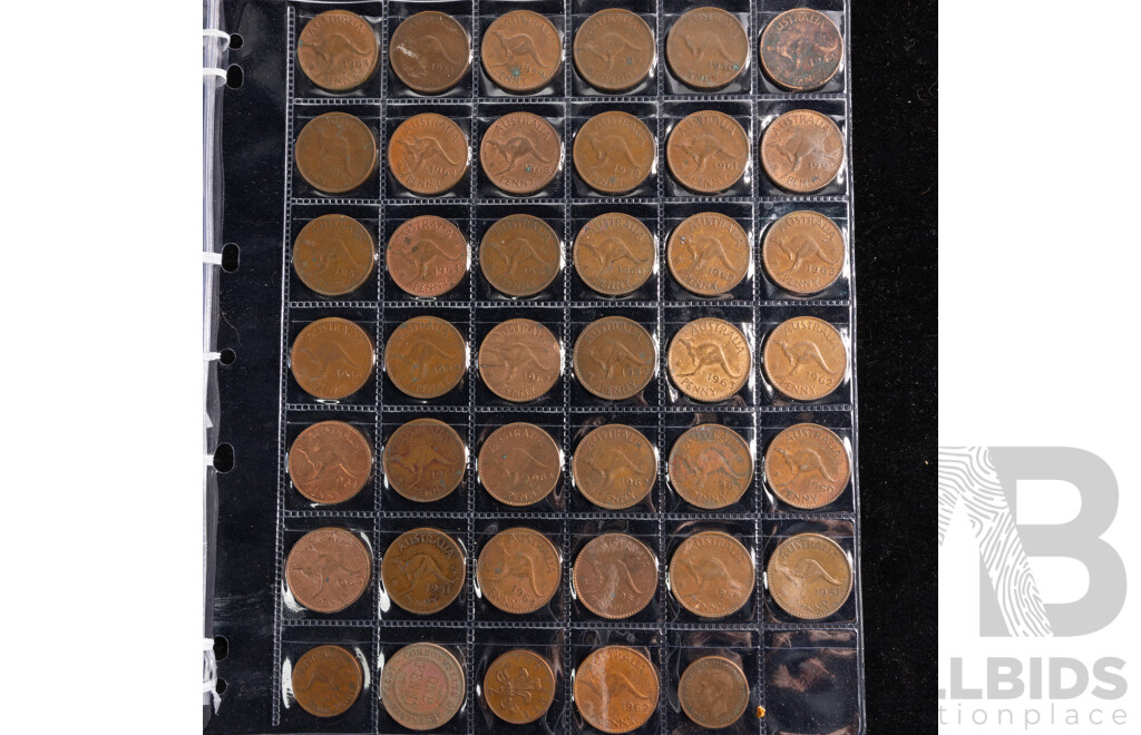Collection of Pennies and Half Pennies, Examples Spanning 1935 to 1964