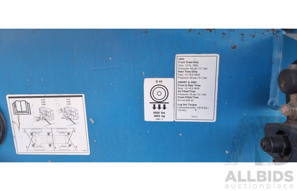 08/2008, 6.8 Tonne, 45ft Diesel Deutz F3L 2011, Telescopic Genie S-45 4WD - 13.7m Stick Boom Lift