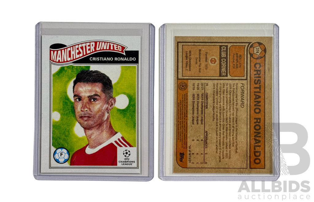 Retro-style Champions League Card Featuring Cristiano Ronaldo in Manchester United Kit.