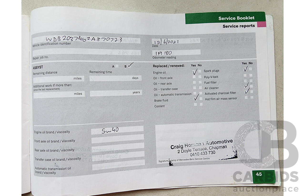 12/2005 Mercedes-Benz C180 Kompressor CL203 MY06 2d Coupe Black 1.8L