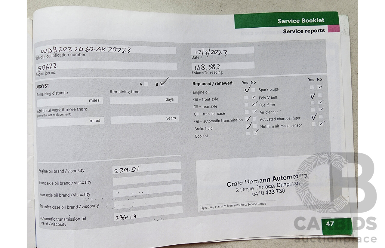 12/2005 Mercedes-Benz C180 Kompressor CL203 MY06 2d Coupe Black 1.8L