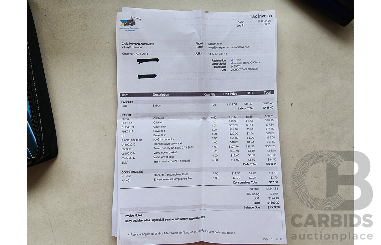 12/2005 Mercedes-Benz C180 Kompressor CL203 MY06 2d Coupe Black 1.8L