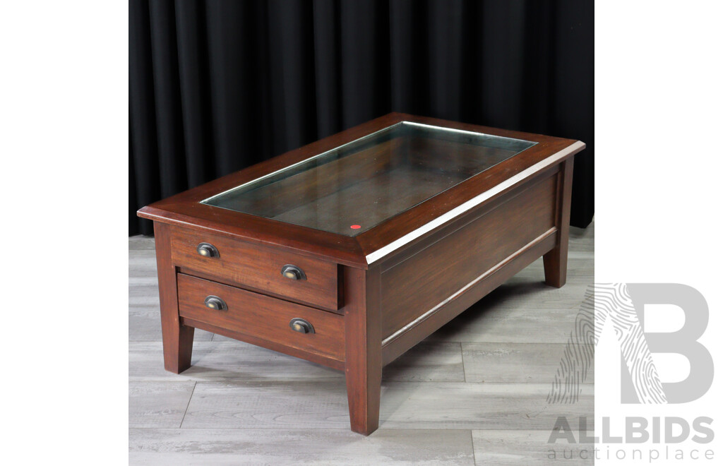 Mahogany Glass Top Display Coffee Table