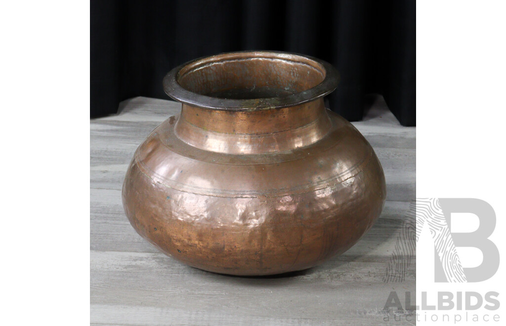Large Hand Beaten Copper Vessel