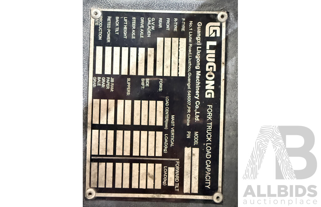 LIUGONG CLG2025G 2.5T LPG Forklift with Container Mast FSV