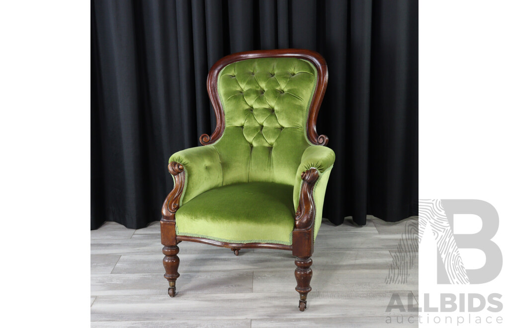 Vintage Single Mahogany Grandfather Armchair