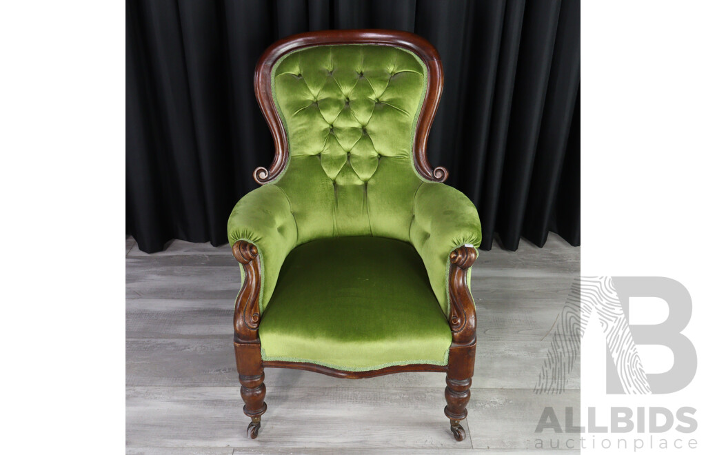 Vintage Single Mahogany Grandfather Armchair