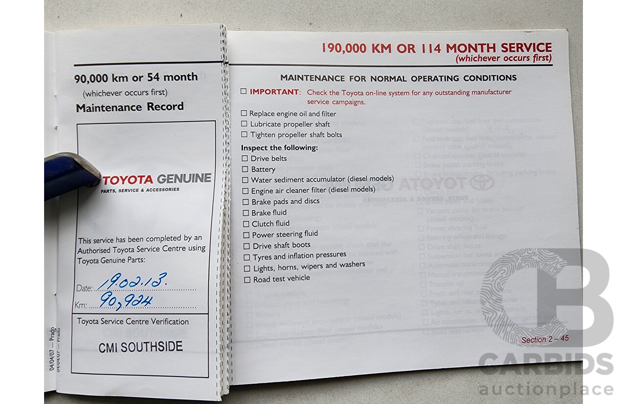 8/2007 Toyota Landcruiser Prado GXL (4x4) KDJ120R MY07 4d Wagon Silver 3.0L