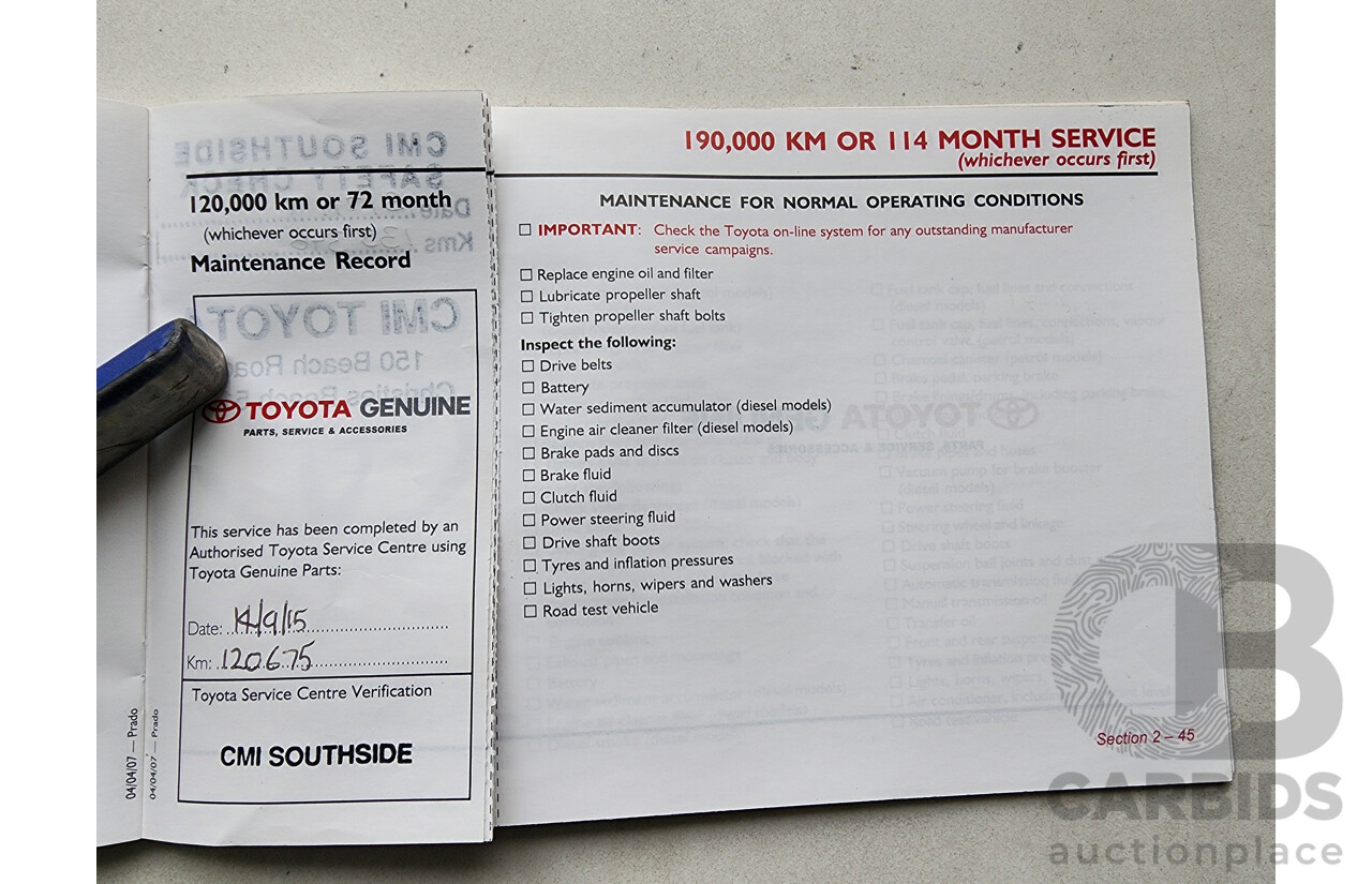 8/2007 Toyota Landcruiser Prado GXL (4x4) KDJ120R MY07 4d Wagon Silver 3.0L
