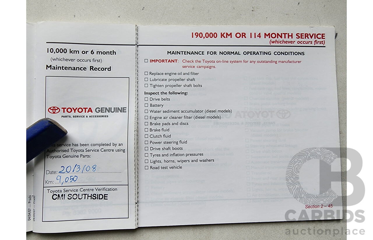8/2007 Toyota Landcruiser Prado GXL (4x4) KDJ120R MY07 4d Wagon Silver 3.0L