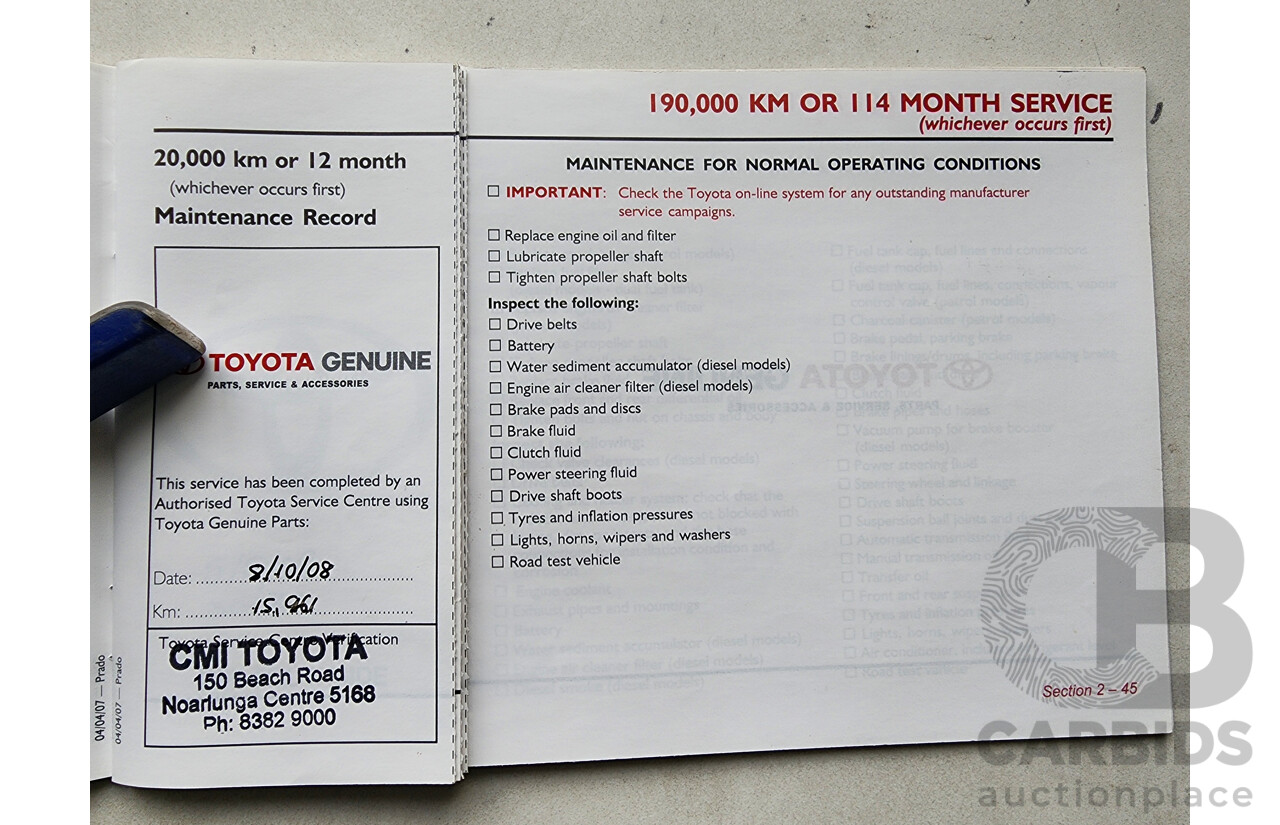 8/2007 Toyota Landcruiser Prado GXL (4x4) KDJ120R MY07 4d Wagon Silver 3.0L