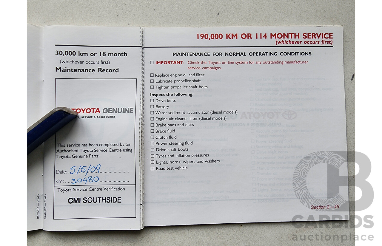 8/2007 Toyota Landcruiser Prado GXL (4x4) KDJ120R MY07 4d Wagon Silver 3.0L