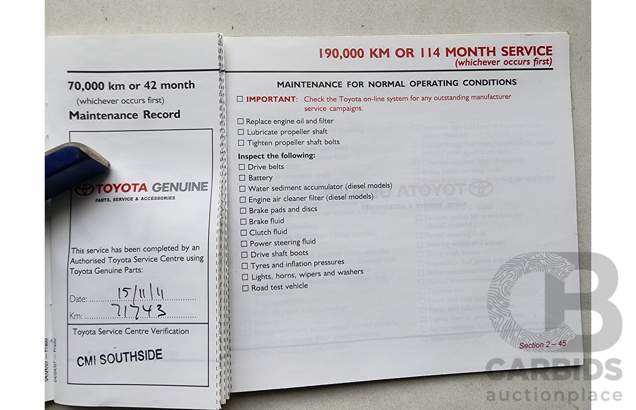 8/2007 Toyota Landcruiser Prado GXL (4x4) KDJ120R MY07 4d Wagon Silver 3.0L